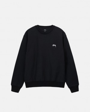 Men's Stussy Stock Logo Crew Sweatshirts Black Dubai | UAE SWO-4969