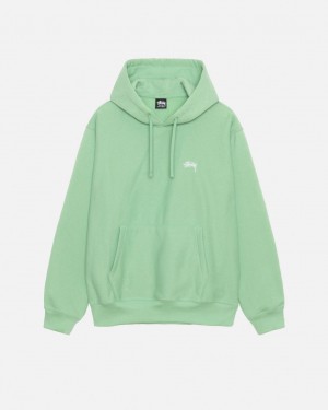 Men's Stussy Stock Logo Hood Sweatshirts Green Dubai | UAE PNS-5001