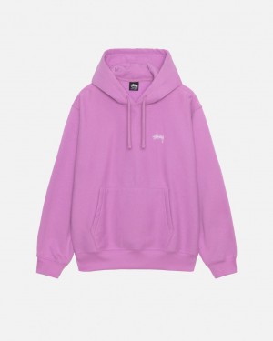 Men's Stussy Stock Logo Hood Sweatshirts Purple Dubai | UAE TVZ-4043