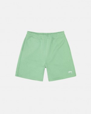 Men's Stussy Stock Logo Sweatshorts Green Dubai | UAE WIC-9586