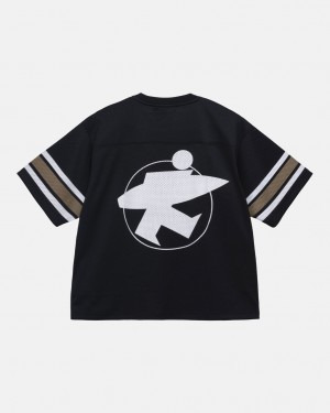 Men's Stussy Surfman Mesh Football Jersey Tops Black Dubai | UAE YVL-1047