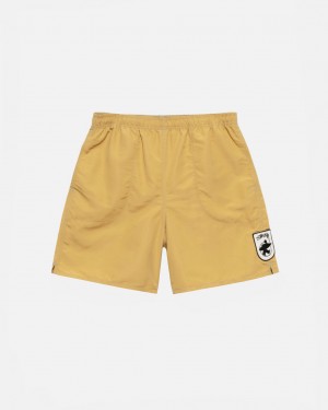 Men's Stussy Surfman Patch Water Short Swimwear Yellow Dubai | UAE TQQ-0679