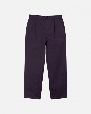 Men's Stussy Twill Volume Pleated Trouser Pants Purple Dubai | UAE VPO-5022