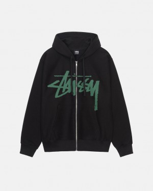 Men's Stussy Venus Zip Hood Sweatshirts Black Dubai | UAE GHZ-6022