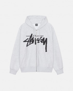 Men's Stussy Venus Zip Hood Sweatshirts Grey Dubai | UAE PLP-1296