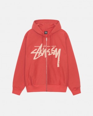 Men's Stussy Venus Zip Hood Sweatshirts Red Dubai | UAE NYH-9421