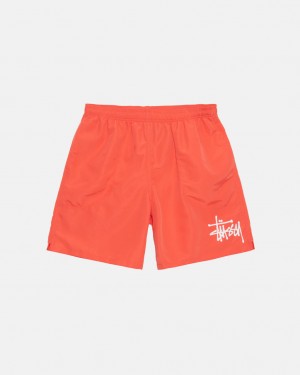 Men's Stussy Water Short Big Basic Shorts Coral Dubai | UAE JQV-6697