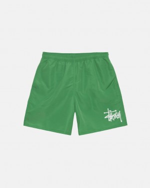 Men's Stussy Water Short Big Basic Shorts Green Dubai | UAE EKR-9297