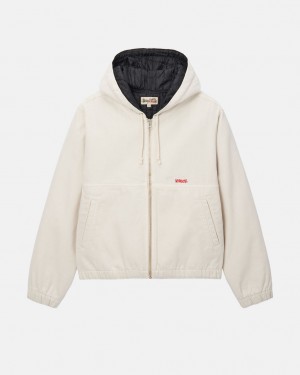 Men's Stussy Work Jacket Insulated Canvas Jackets Beige Dubai | UAE XMP-4153