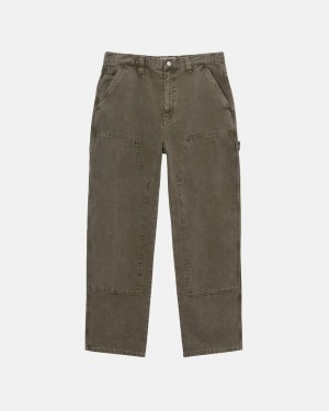 Men's Stussy Work Pant Canvas Pants Olive Dubai | UAE RPA-6056