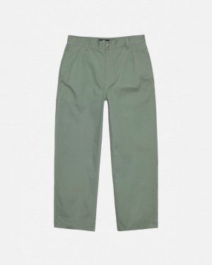 Men's Stussy Workgear Trouser Twill Pants Green Dubai | UAE FSV-0800