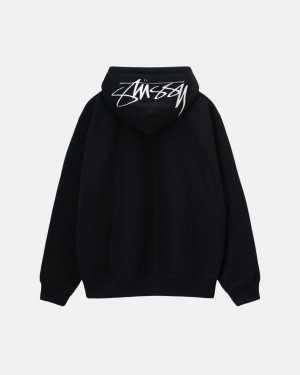 Women's Stussy Back Hood Applique Hoodie Black Dubai | UAE KCA-5022