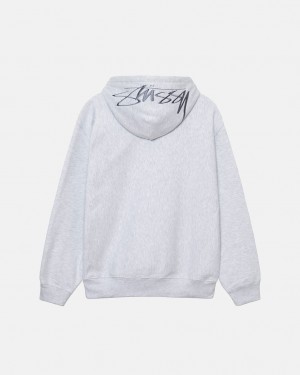 Women's Stussy Back Hood Applique Hoodie Grey Dubai | UAE MAX-2353