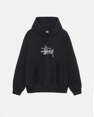 Women's Stussy Basic Applique Hoodie Black Dubai | UAE YMF-1417