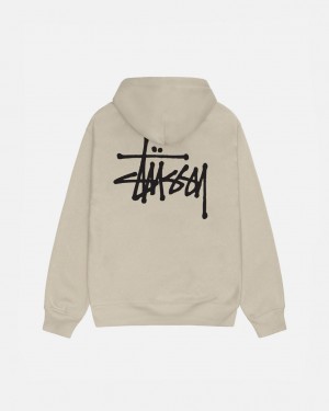 Women's Stussy Basic Stussy Hood Sweatshirts Khaki Dubai | UAE HCQ-5737