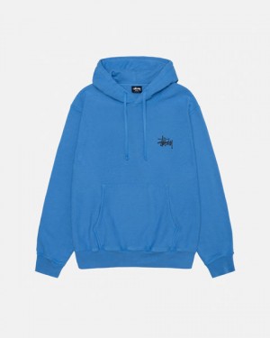 Women's Stussy Basic Stussy Hoodie Pigment Dyed Hoodie Blue Dubai | UAE YIN-2434