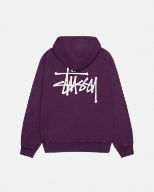 Women's Stussy Basic Stussy Hoodie Pigment Dyed Hoodie Purple Dubai | UAE ARM-9145