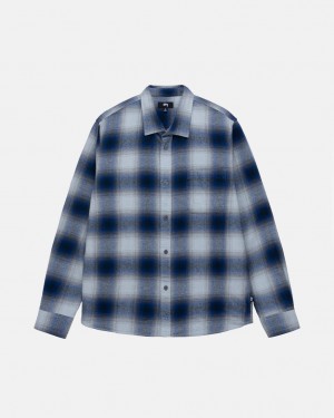 Women's Stussy Bay Plaid Shirts Navy Dubai | UAE VFU-8041