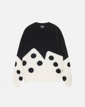 Women's Stussy Dice Fuzzy Crew Sweaters Black Dubai | UAE TNJ-7423