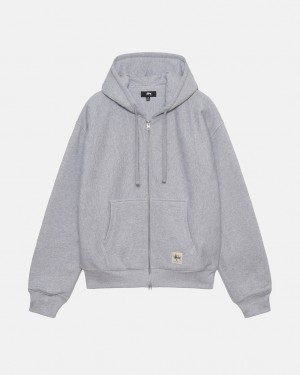 Women's Stussy Double Face Label Zip Hoodie Grey Dubai | UAE MWW-9217