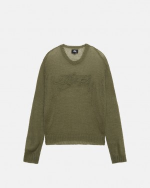 Women's Stussy Loose Knit Sweaters Olive Dubai | UAE FBG-2499