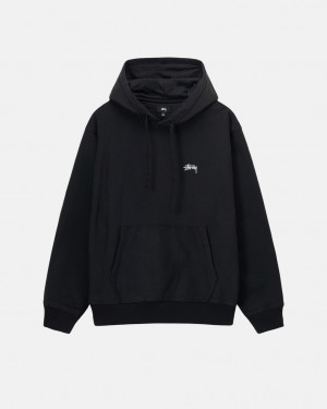 Women's Stussy Overdyed Stock Logo Hoodie Black Dubai | UAE ITC-5195