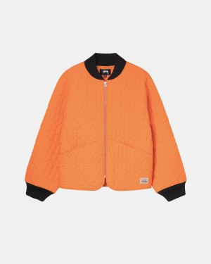 Women's Stussy S Quilted Liner Jackets Orange Dubai | UAE KAD-9220