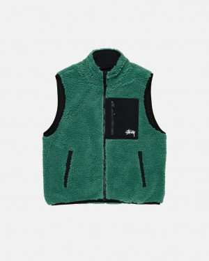 Women's Stussy Sherpa Reversible Vest Turquoise Dubai | UAE DIL-3134