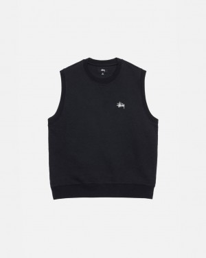 Women's Stussy Stock Fleece Vest Sweatshirts Black Dubai | UAE VEL-5487