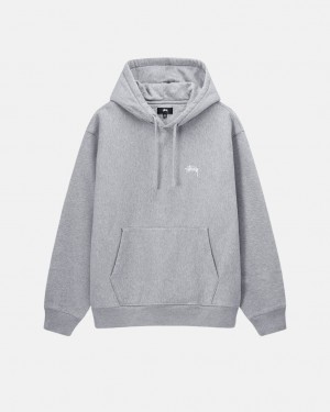 Women's Stussy Stock Logo Hoodie Grey Dubai | UAE RFH-1044