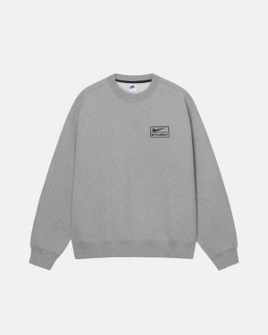 Women's Stussy Fleece Crew Sweatshirts Dark Grey Dubai | UAE RXM-4052