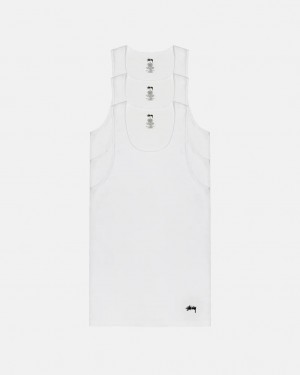 Women's Stussy Stussy Tank Undershirt Shirts White Dubai | UAE NSQ-6072