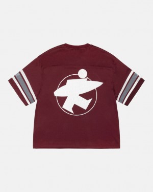 Women's Stussy Surfman Mesh Football Jersey Tops Burgundy Dubai | UAE BHL-1754