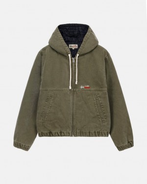 Women's Stussy Work Jacket Insulated Canvas Jackets Olive Dubai | UAE JAH-3529