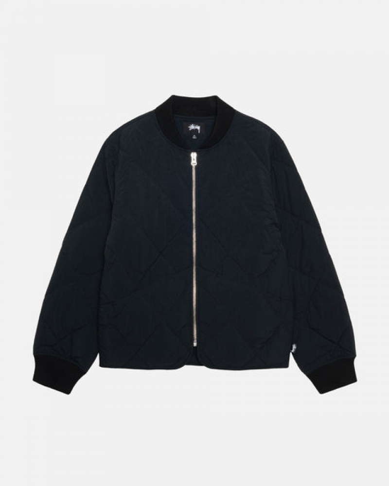 Men's Stussy 8 Ball Quilted Liner Jackets Black Dubai | UAE AOW-5895