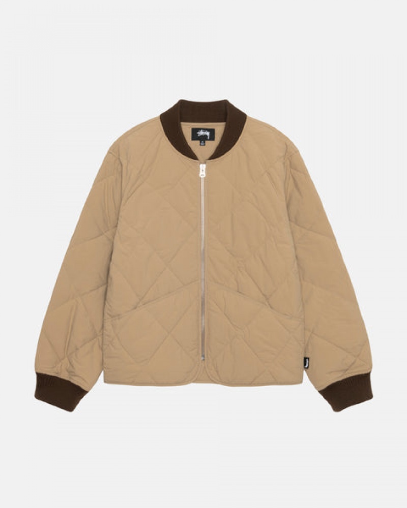 Men's Stussy 8 Ball Quilted Liner Jackets Brown Dubai | UAE DZU-5244