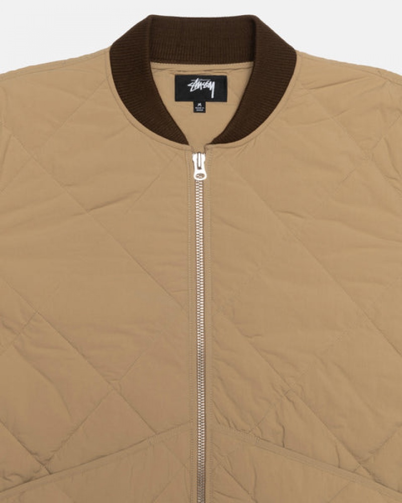 Men's Stussy 8 Ball Quilted Liner Jackets Brown Dubai | UAE DZU-5244