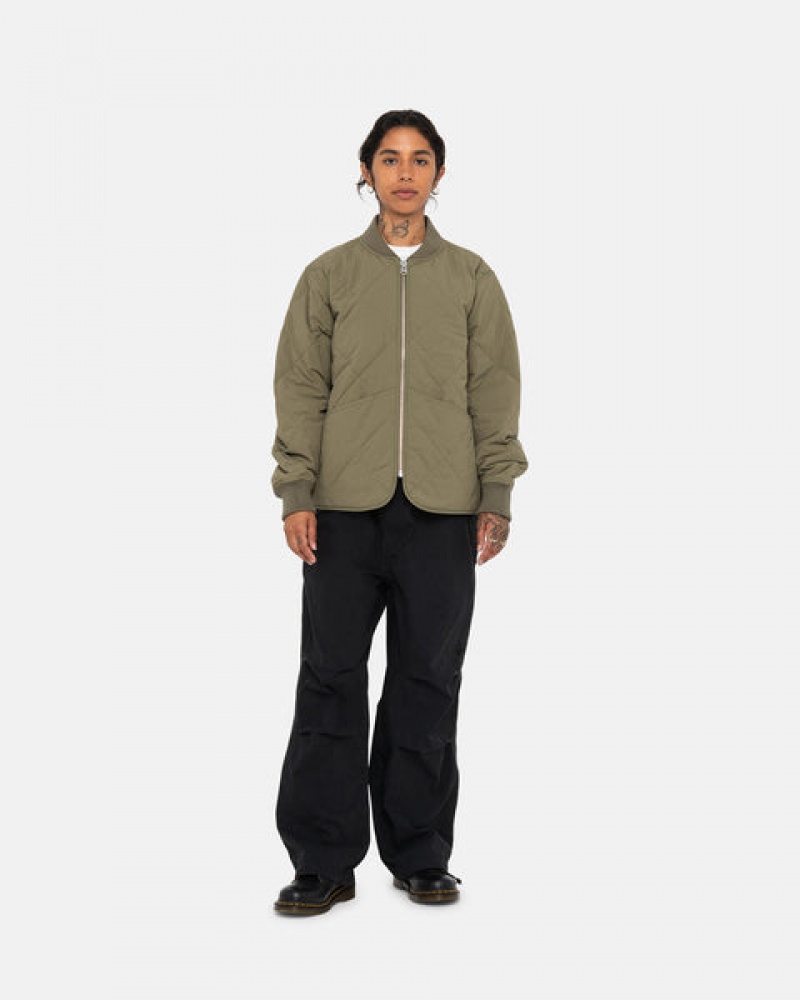 Men's Stussy 8 Ball Quilted Liner Jackets Olive Dubai | UAE FHS-9522