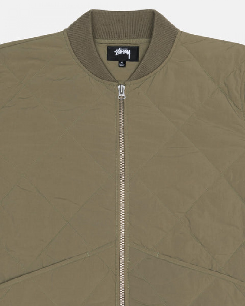 Men's Stussy 8 Ball Quilted Liner Jackets Olive Dubai | UAE FHS-9522