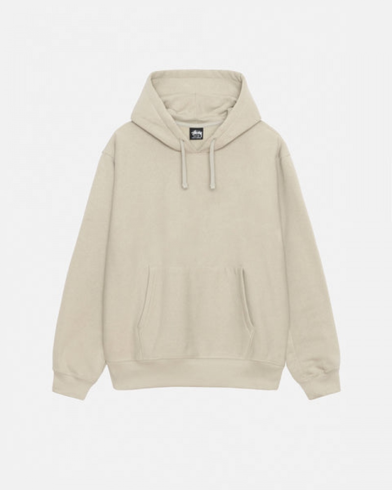 Men's Stussy Back Hood Applique Hood Sweatshirts Khaki Dubai | UAE VSA-4650