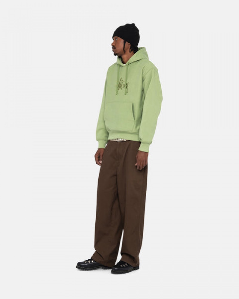 Men's Stussy Basic Applique Hood Sweatshirts Green Dubai | UAE KVR-5811