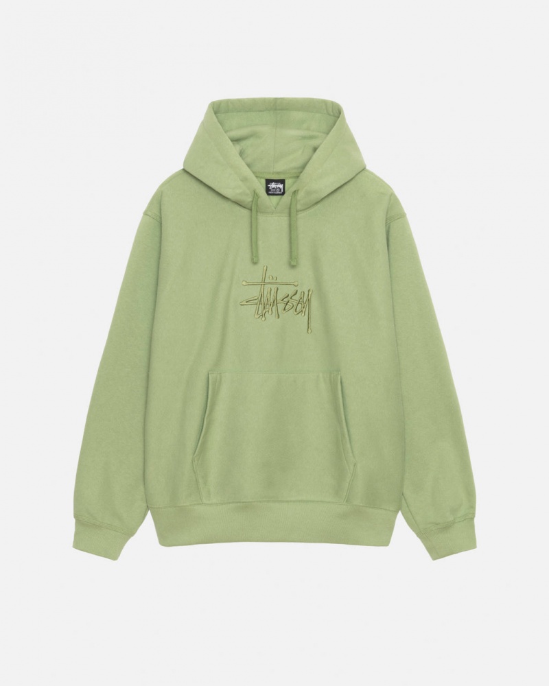 Men\'s Stussy Basic Applique Hood Sweatshirts Green Dubai | UAE KVR-5811