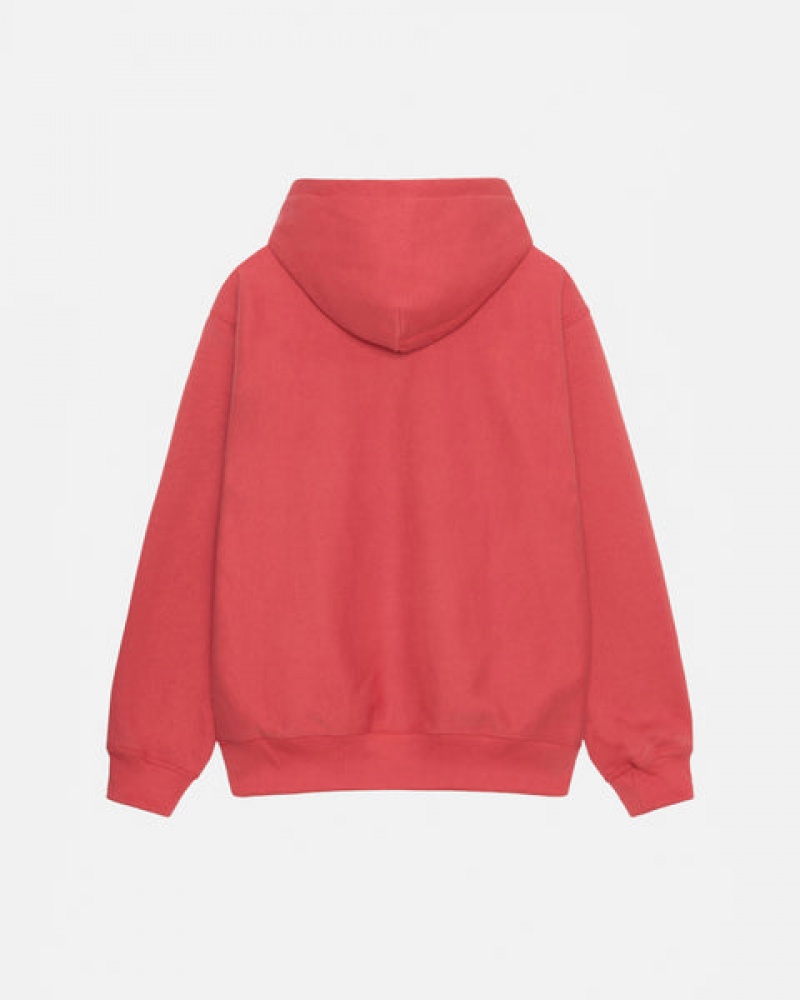 Men's Stussy Basic Applique Hood Sweatshirts Red Dubai | UAE THT-6651