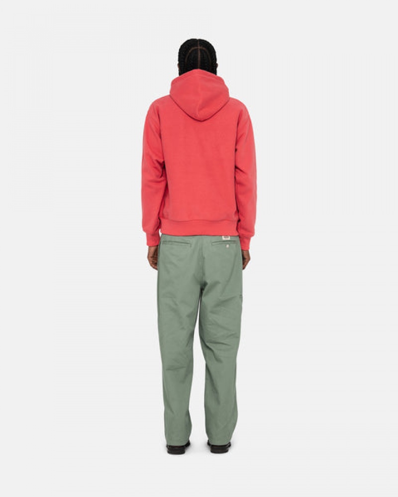 Men's Stussy Basic Applique Hood Sweatshirts Red Dubai | UAE THT-6651