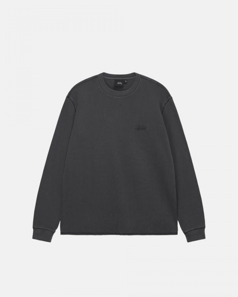 Men's Stussy Basic Stock Ls Thermal Tops Black Dubai | UAE OCD-9053