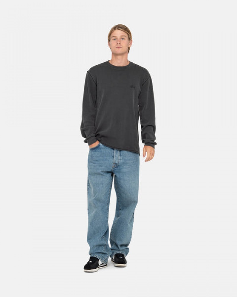 Men's Stussy Basic Stock Ls Thermal Tops Black Dubai | UAE OCD-9053