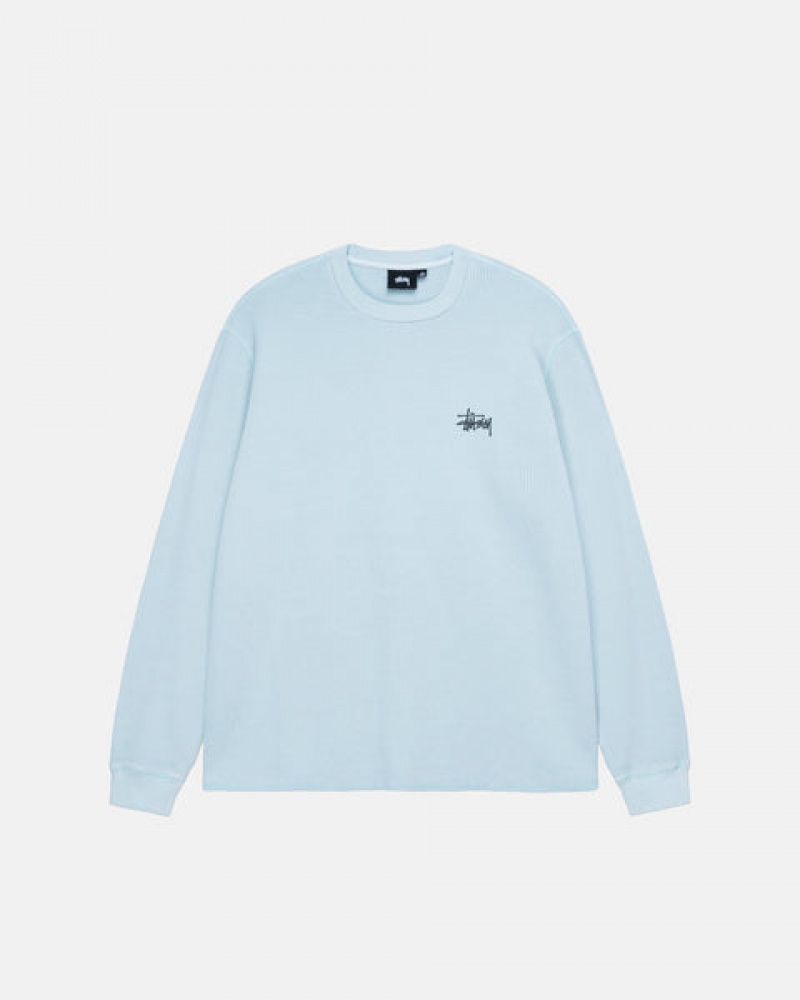 Men's Stussy Basic Stock Ls Thermal Tops Light Blue Dubai | UAE YUM-8723