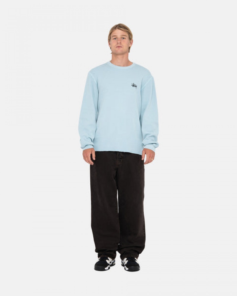 Men's Stussy Basic Stock Ls Thermal Tops Light Blue Dubai | UAE YUM-8723