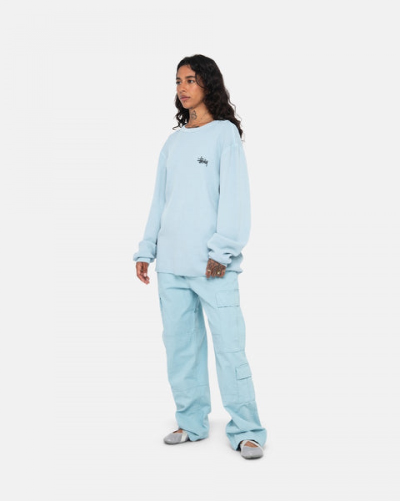 Men's Stussy Basic Stock Ls Thermal Tops Light Blue Dubai | UAE YUM-8723