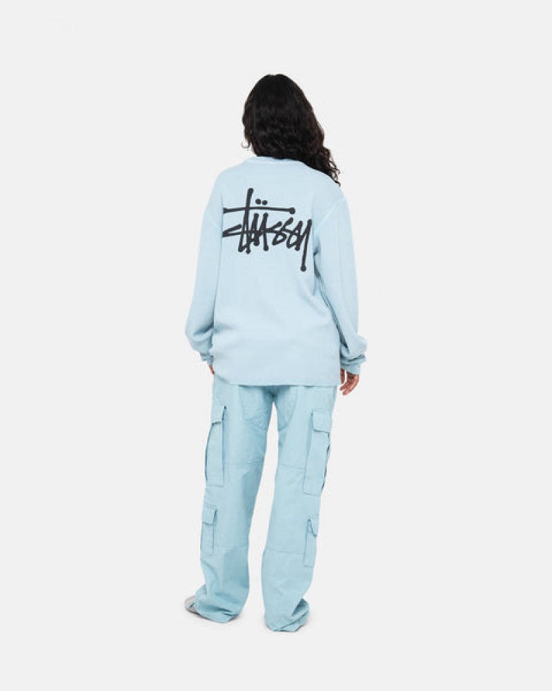 Men's Stussy Basic Stock Ls Thermal Tops Light Blue Dubai | UAE YUM-8723